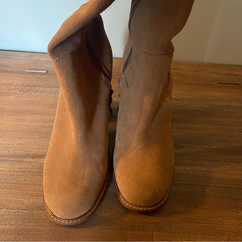 Kelsey Dagger Brooklyn Tan Suede Over the Knee Boots Sz 8.5 Fall Western Chic - Picture 5 of 11